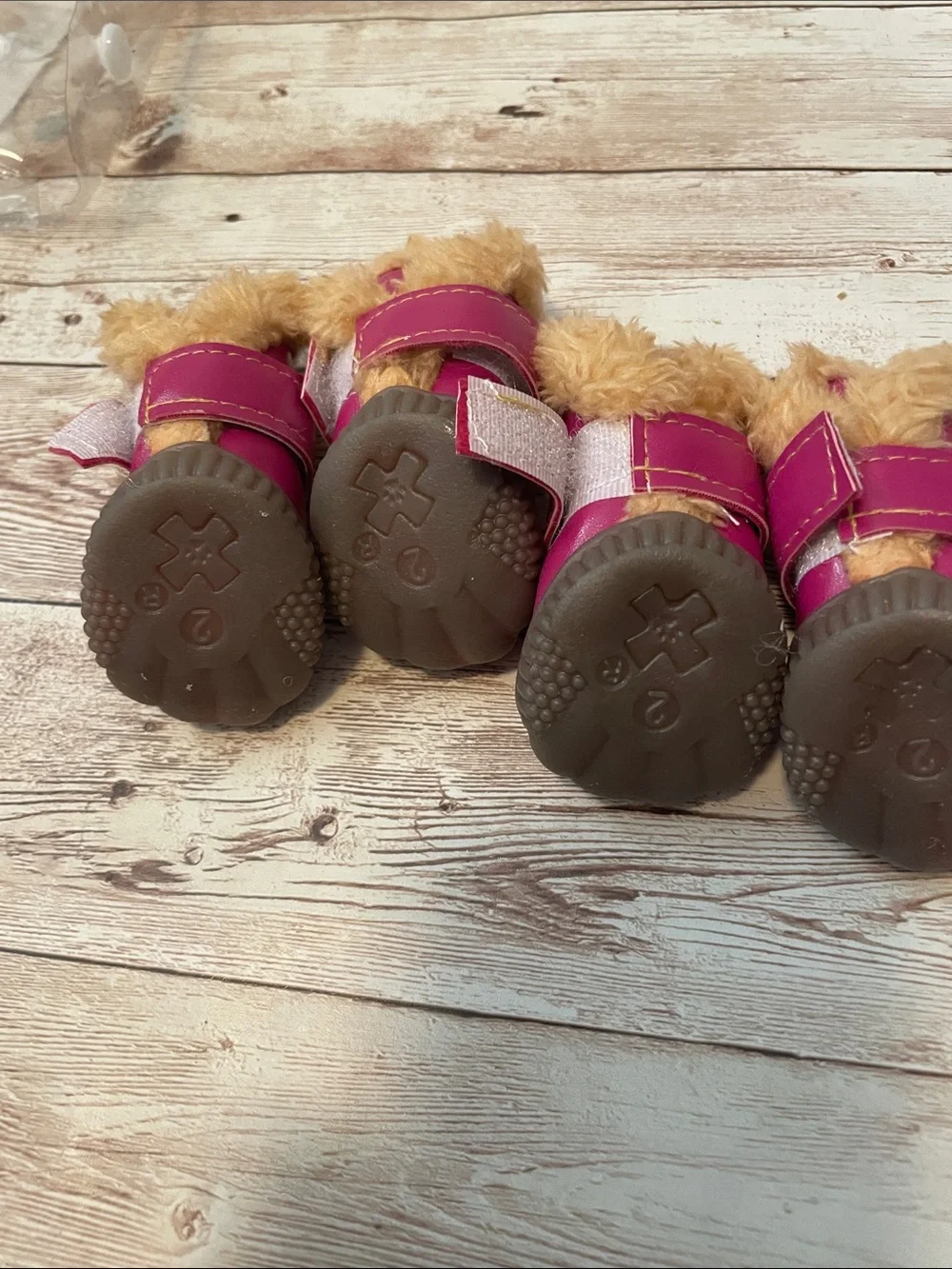 Pink Faux-Fur Lined Dog Boots - Set of 4